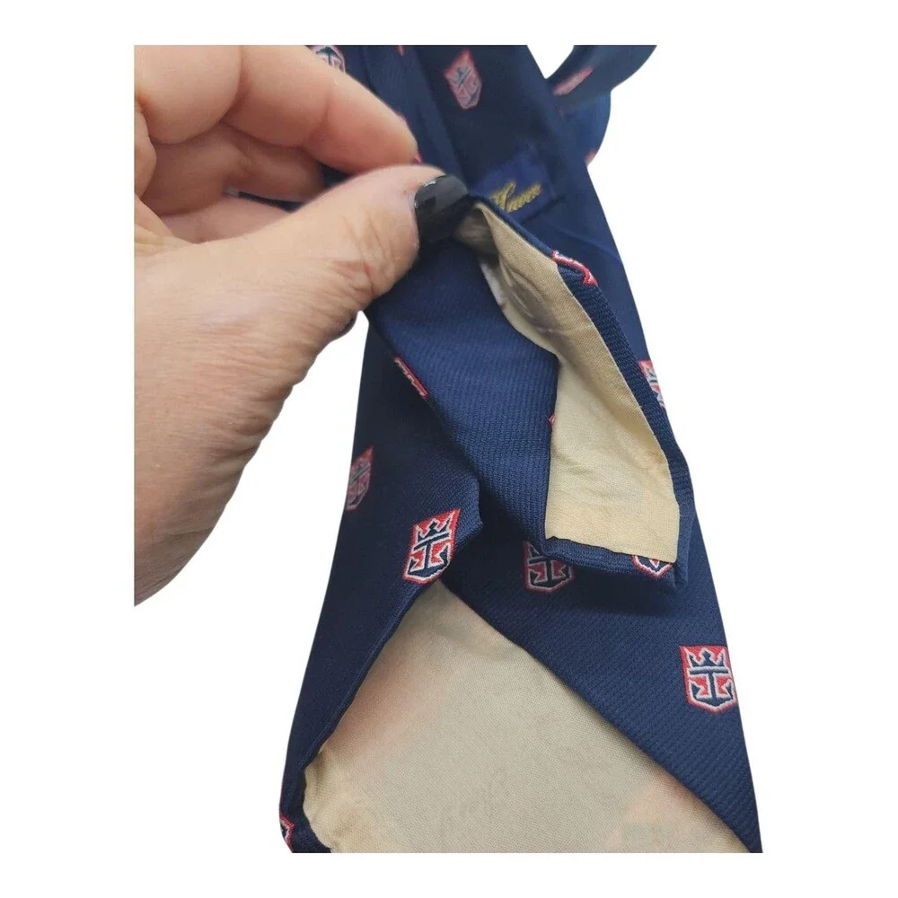Reis Of New Haven Tie Mens Blue Logo Geometric Classic Necktie One Size